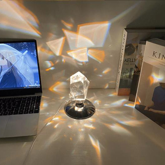 LuxorLite Diamant Kristall LED Bordslampa | Lyxig Stämningsbelysning | 3 eller 16 färgändringar | Trådlös Nattlampa