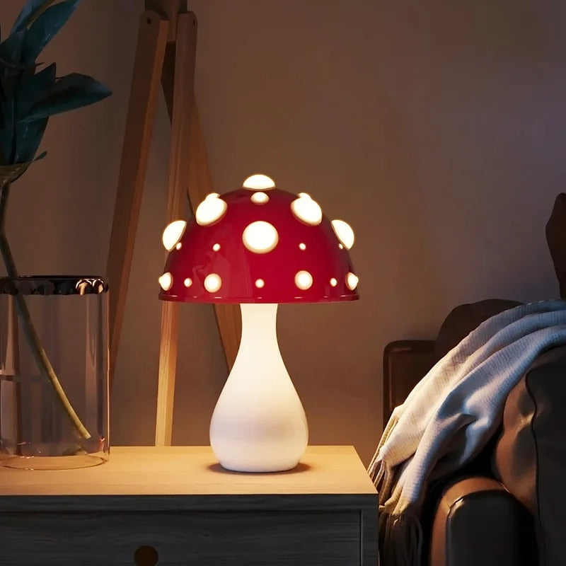 LumiFungi – Lyxig LED Bordslampa med Stämningsfull Svampdesign och Dimmbar Belysning