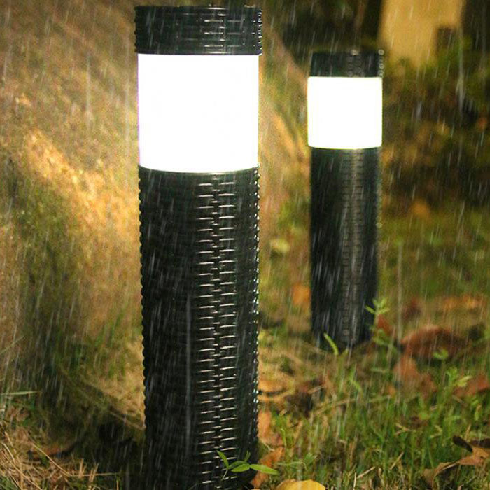 Utomhus Solenergi Rattan Cylindrisk LED Trädgård Gräsmatta In-ground Landskapsljus