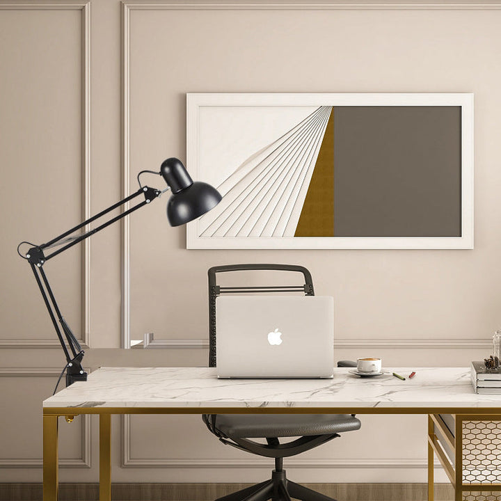 Modern minimalist justerbar bordslampa med lång arm och klämma tillverkad av ABS med 1 ljuskälla för sovrummet