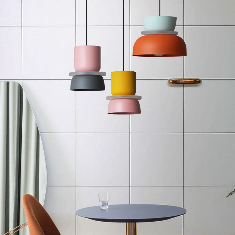 Nordisk färgglad Macaron 1-ljus LED Pendellampa
