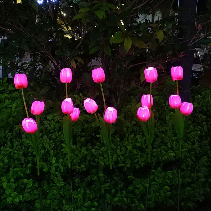 Solig Tulpan Gräslampa Utomhus Trädgård LED Tulpan Blomma Lampa Markspett Landskapsbelysning
