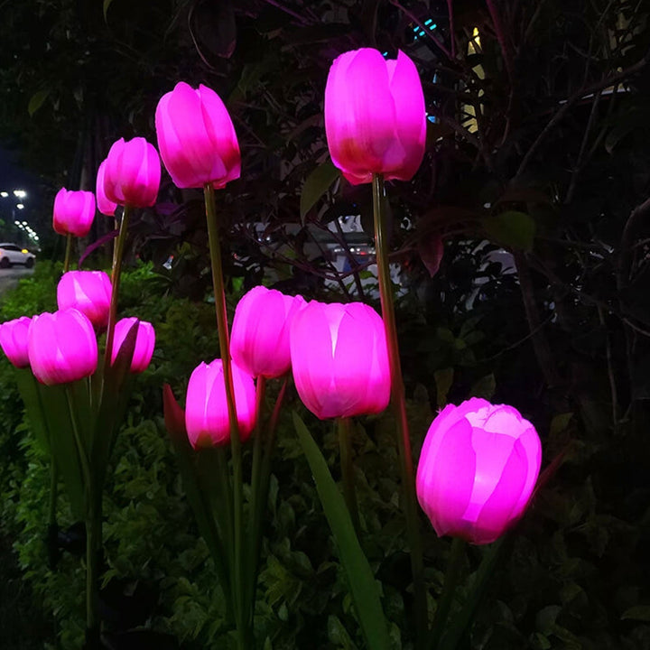 Solig Tulpan Gräslampa Utomhus Trädgård LED Tulpan Blomma Lampa Markspett Landskapsbelysning