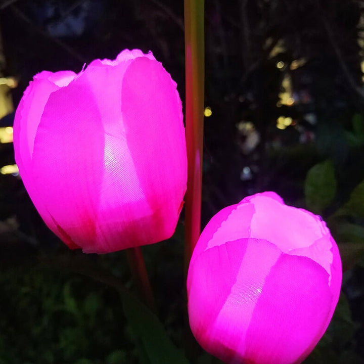 Solig Tulpan Gräslampa Utomhus Trädgård LED Tulpan Blomma Lampa Markspett Landskapsbelysning