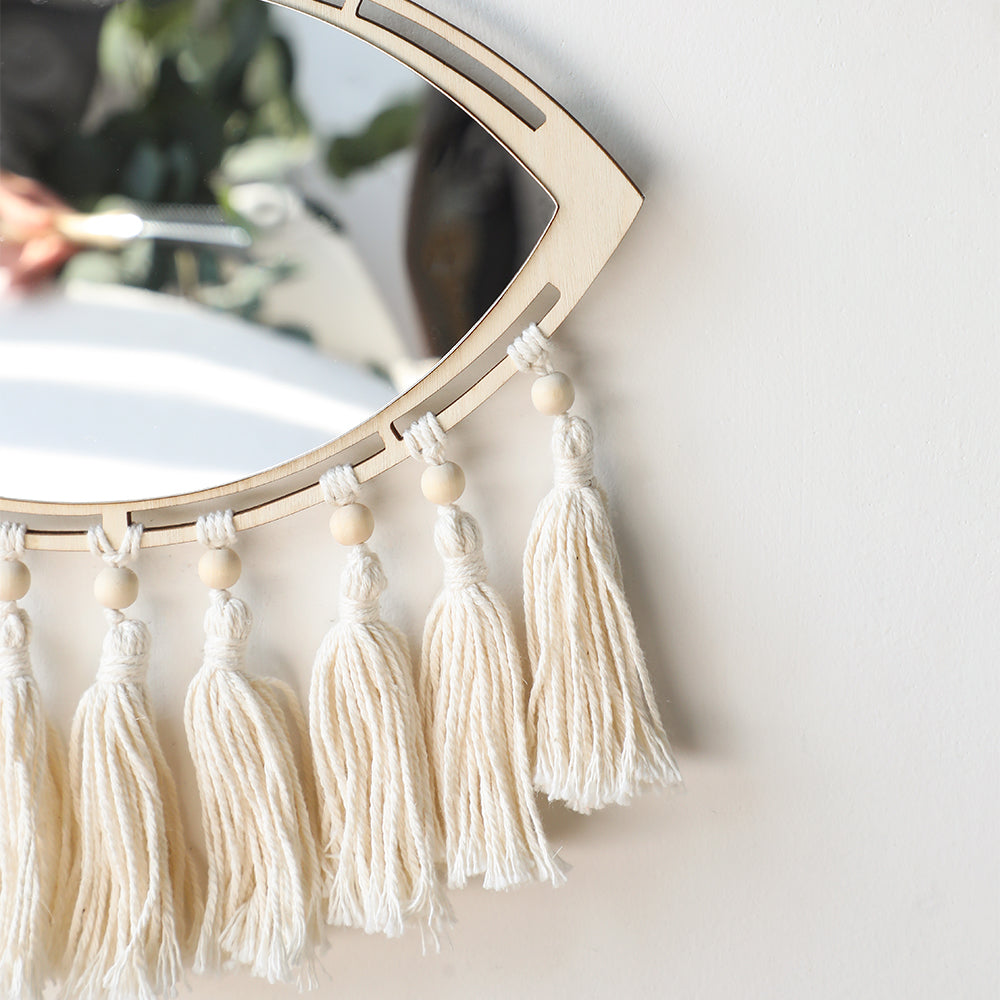 Boho Makramé Öga Spegel Väggdekoration