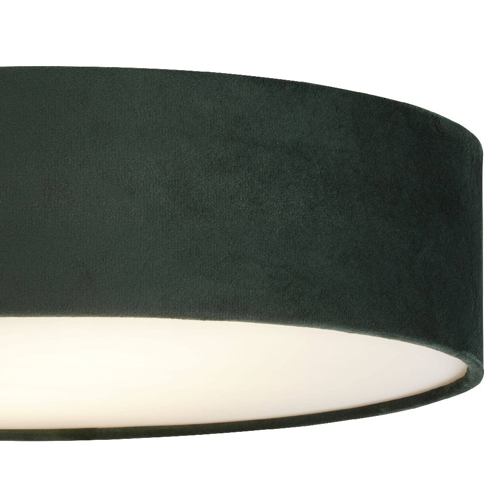 Grön Sammet &amp; Opal Diffuser Vintage Rund Flush Trumlampa 38 cm