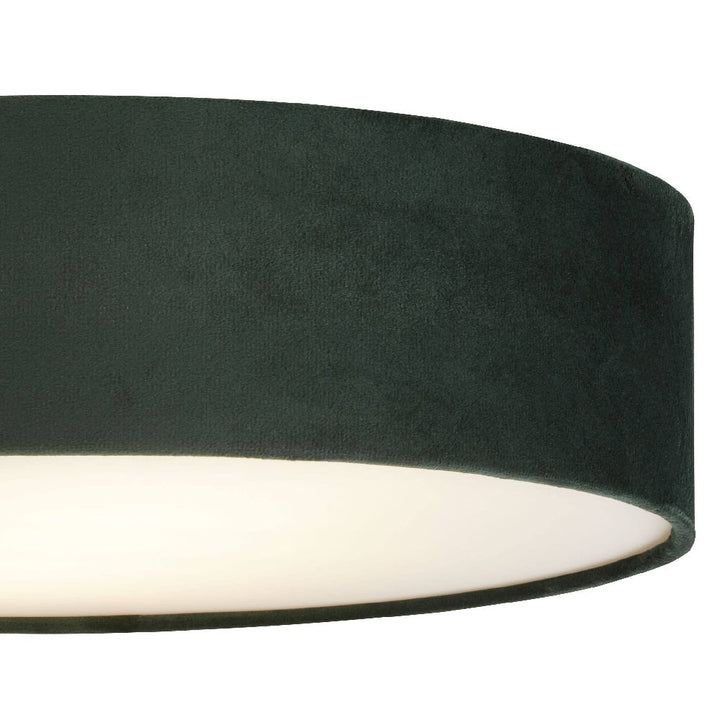 Grön Sammet &amp; Opal Diffuser Vintage Rund Flush Trumlampa 38 cm