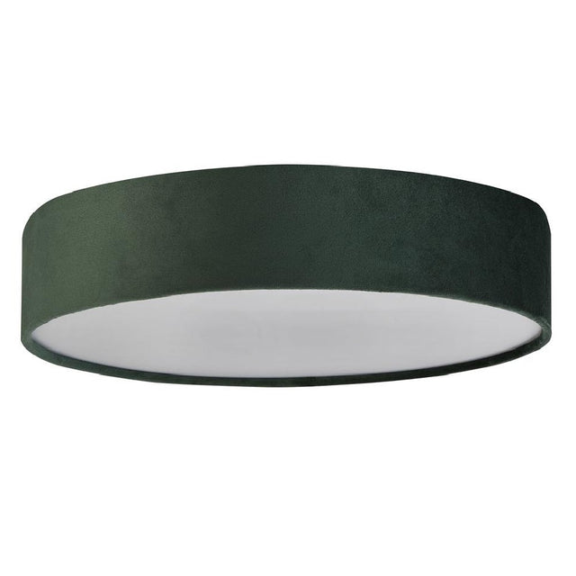 Grön Sammet & Opal Diffuser Vintage Rund Flush Trumlampa 38 cm