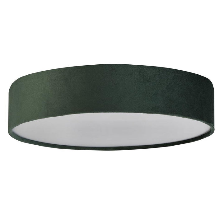 Grön Sammet &amp; Opal Diffuser Vintage Rund Flush Trumlampa 38 cm