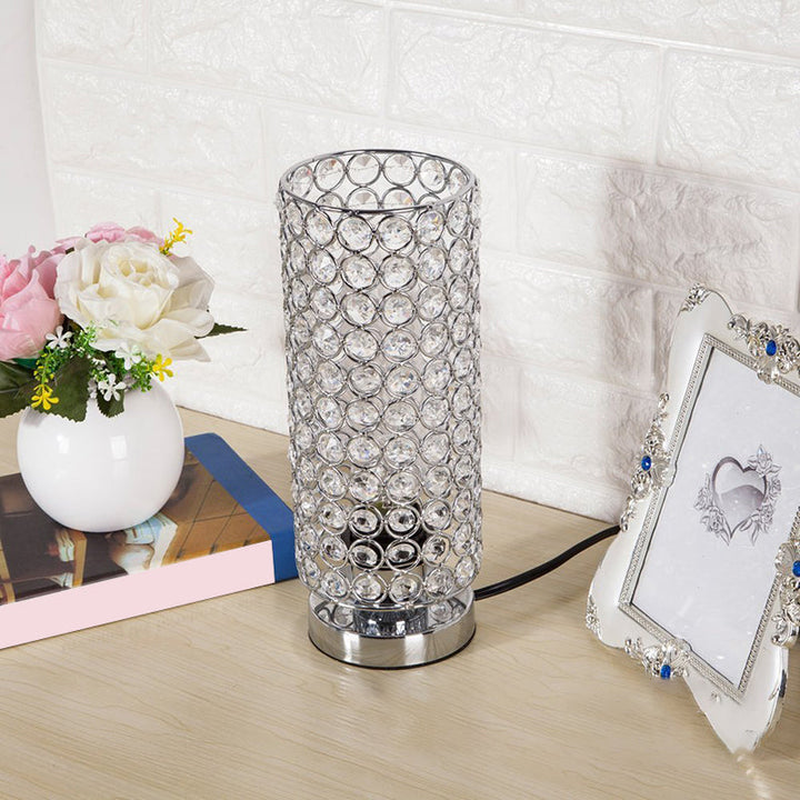 Kristall Bordslampa - Modern Nattlampa med Kromfinish