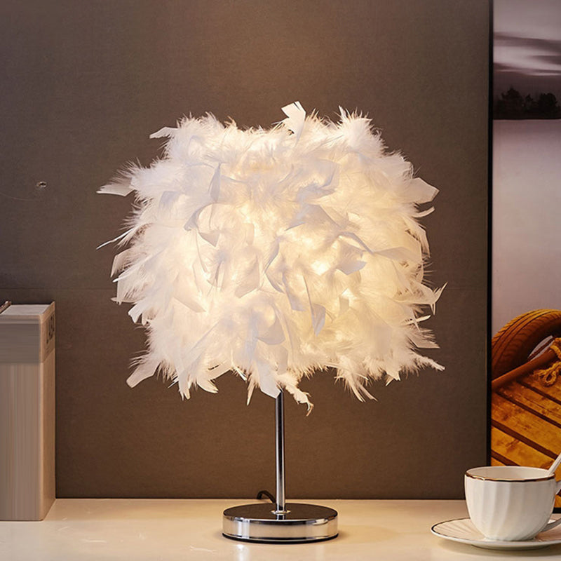 Vit Cylindrisk Bordslampa Enkel Glödlampa Vårbordslampa