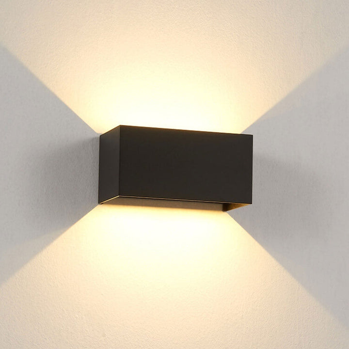 Modern vattentät rektangulär LED-vägglampa för utomhusbruk med upp- och nedljus