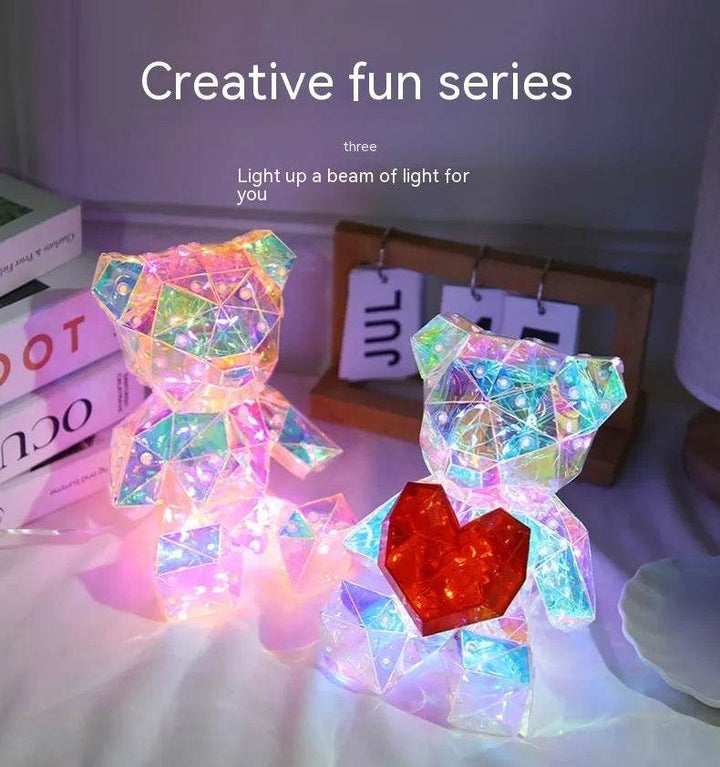 Laser Gränsöverskridande färgglad Björn Födelsedags Julklapp Diy Dekoration Alla hjärtans dag Gåva Björn Nattlampa