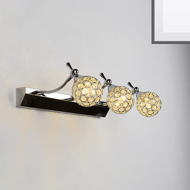 Orbit Vägglampa Sconce Modernist Stilren Klar Kristall 3/4 Lampor Svart Yta Kosmetisk Spegelbelysning, Varm/Vit Ljus