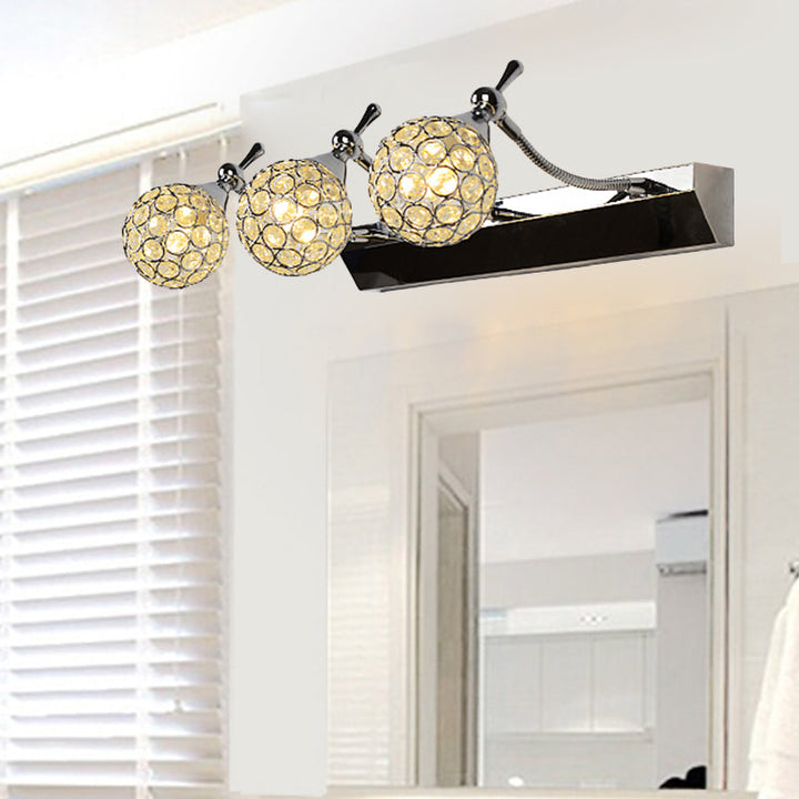 Orbit Vägglampa Sconce Modernist Stilren Klar Kristall 3/4 Lampor Svart Yta Kosmetisk Spegelbelysning, Varm/Vit Ljus