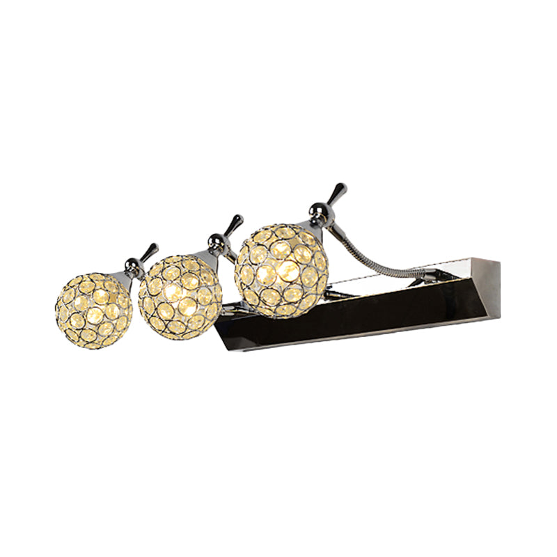 Orbit Vägglampa Sconce Modernist Stilren Klar Kristall 3/4 Lampor Svart Yta Kosmetisk Spegelbelysning, Varm/Vit Ljus
