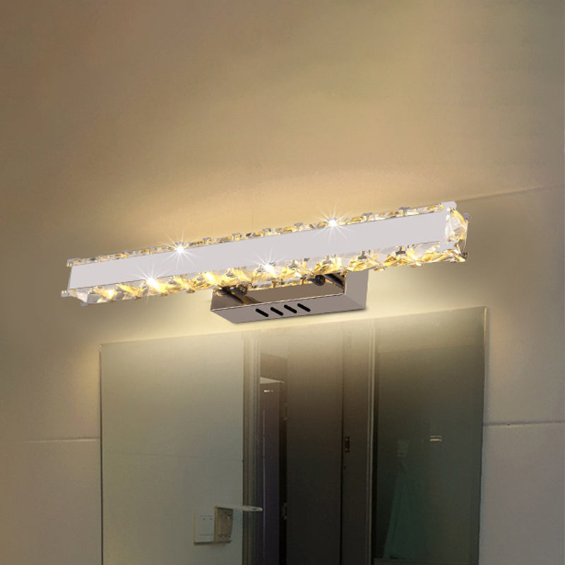 11.5"/16.5" Bred Rektangulär Sminkspegel Lampa Modern Stil Klar Kristall LED Vit Vägglampa för Badrum