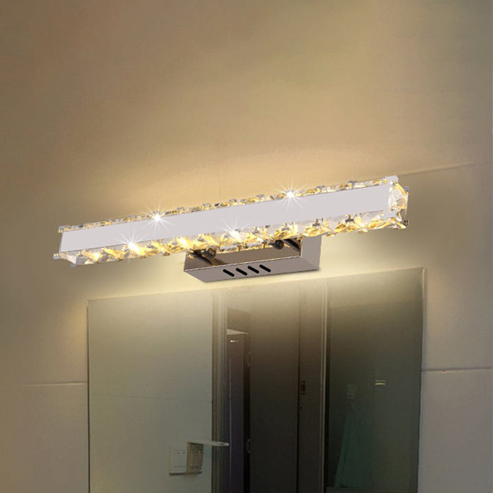 11.5"/16.5" Bred Rektangulär Sminkspegel Lampa Modern Stil Klar Kristall LED Vit Vägglampa för Badrum