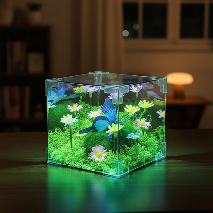 LED Fjäril Trädgård Kub Nattlampa Dekor