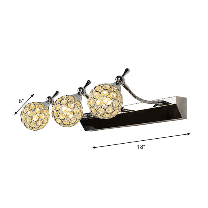 Orbit Vägglampa Sconce Modernist Stilren Klar Kristall 3/4 Lampor Svart Yta Kosmetisk Spegelbelysning, Varm/Vit Ljus