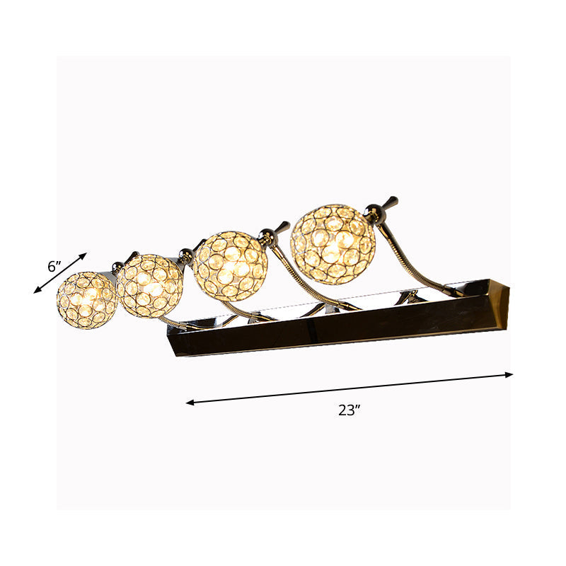 Orbit Vägglampa Sconce Modernist Stilren Klar Kristall 3/4 Lampor Svart Yta Kosmetisk Spegelbelysning, Varm/Vit Ljus