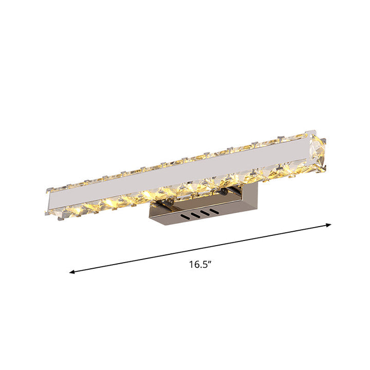 11.5"/16.5" Bred Rektangulär Sminkspegel Lampa Modern Stil Klar Kristall LED Vit Vägglampa för Badrum