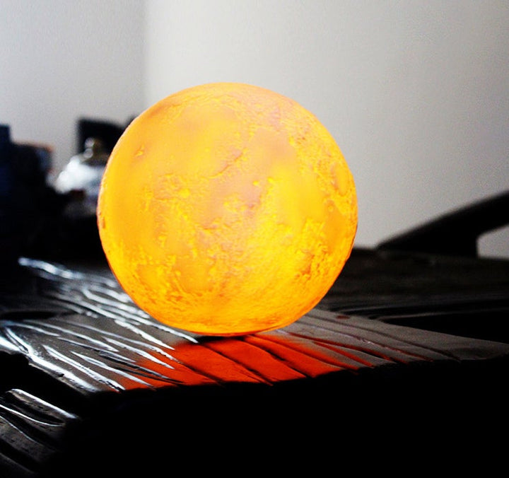 Kreativ Mini Uppladdningsbar 3D-tryckt Måne 1-Ljus LED Bordslampa