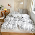 Mjukt Randig och Fringed Duvet Set | 3 delar