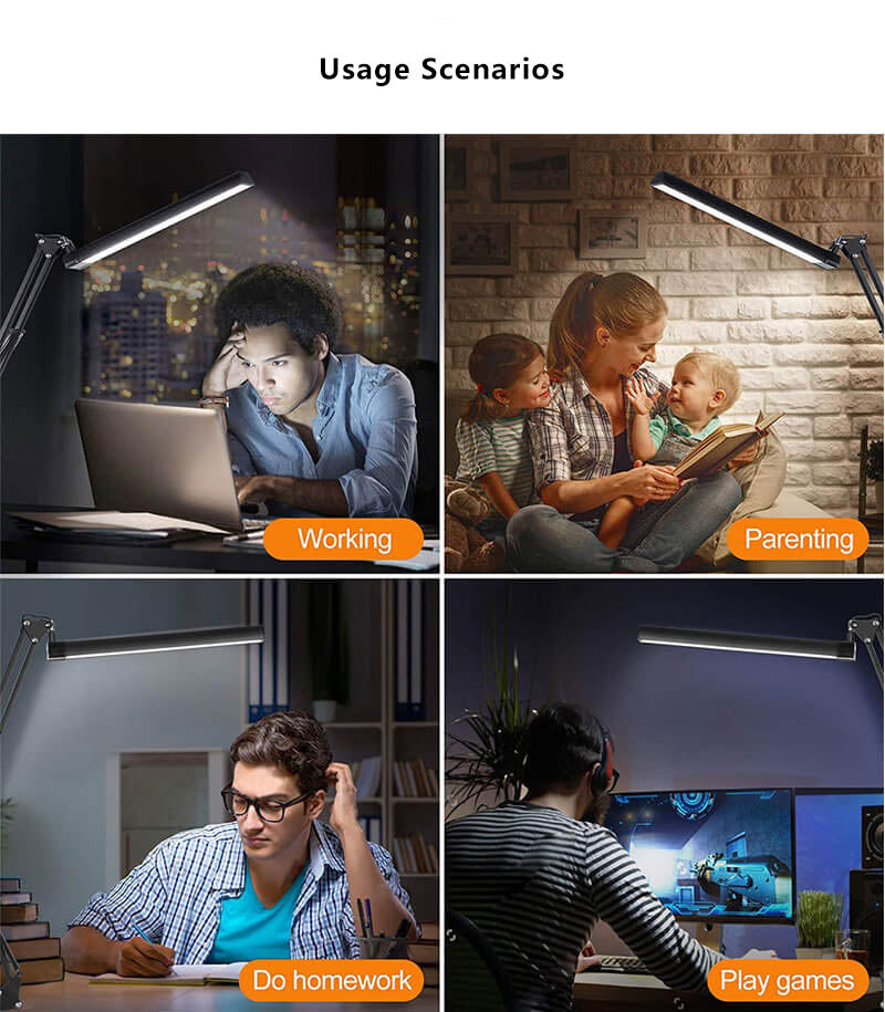 LED Fällbar Lång Arm Klämma Ögonskydd USB Lampa för Läsning