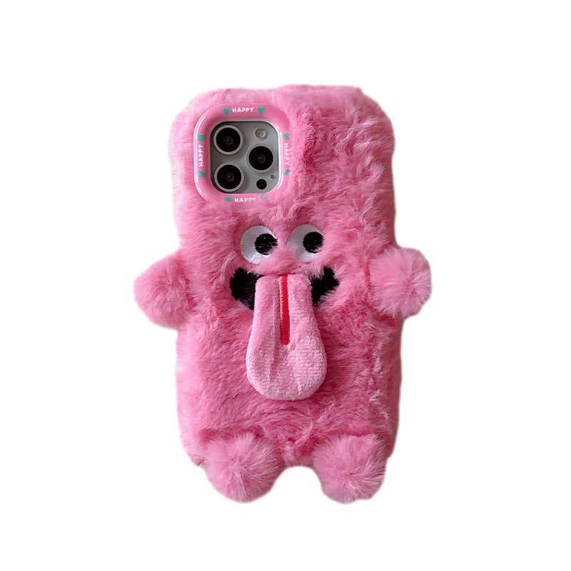 Rolig Plush Telefonfodral med Utstickande Tunga för iPhone