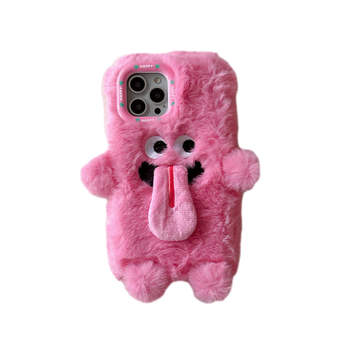 Rolig Plush Telefonfodral med Utstickande Tunga för iPhone