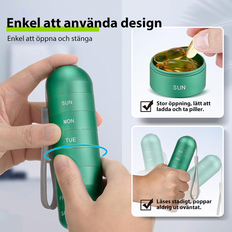 7-Dagars bärbar pillerorganisatör för resor