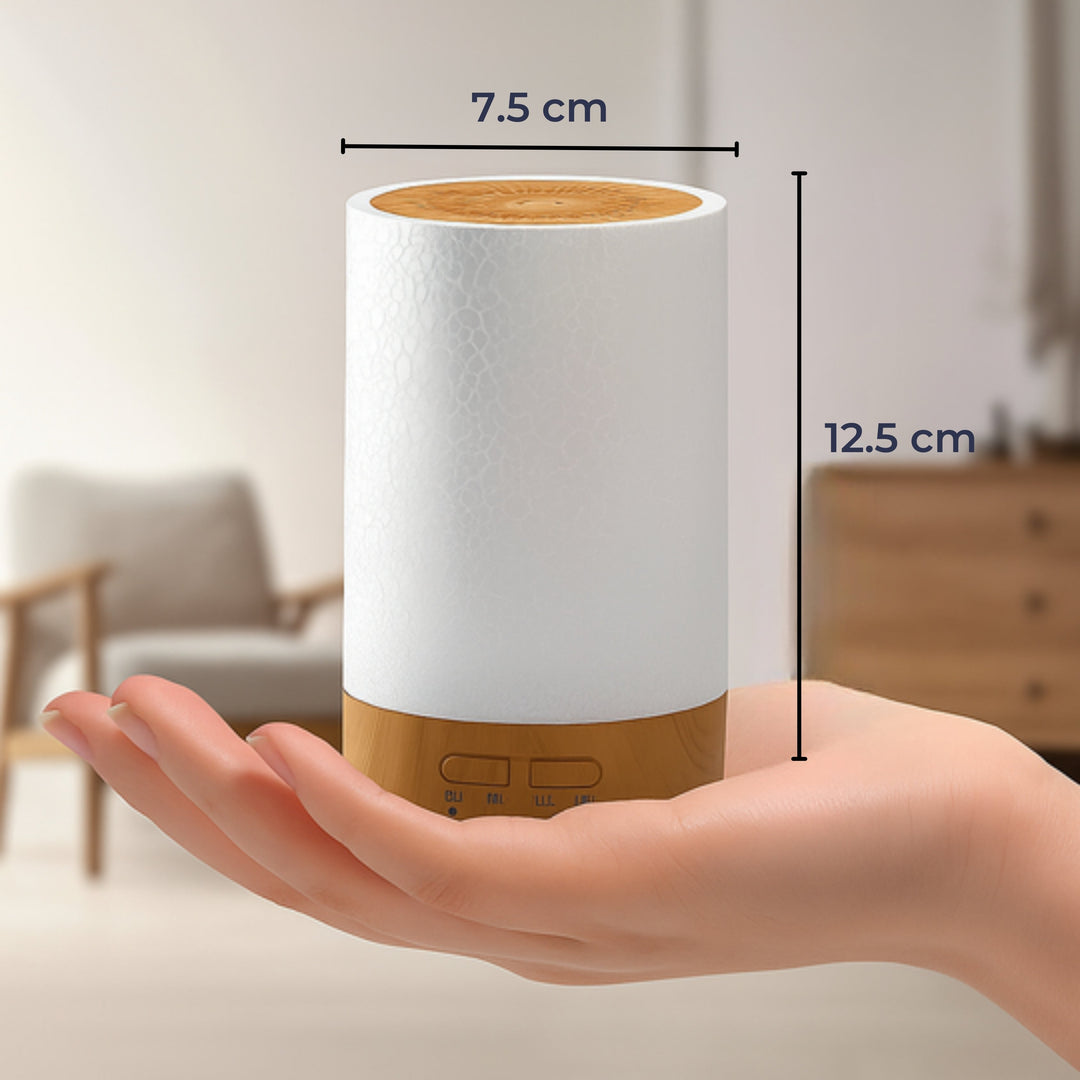 Essentiell Oljediffusor med LED Nattlampa – Tyst Kylig Dimma – Sovrum &amp; Hem Avkoppling