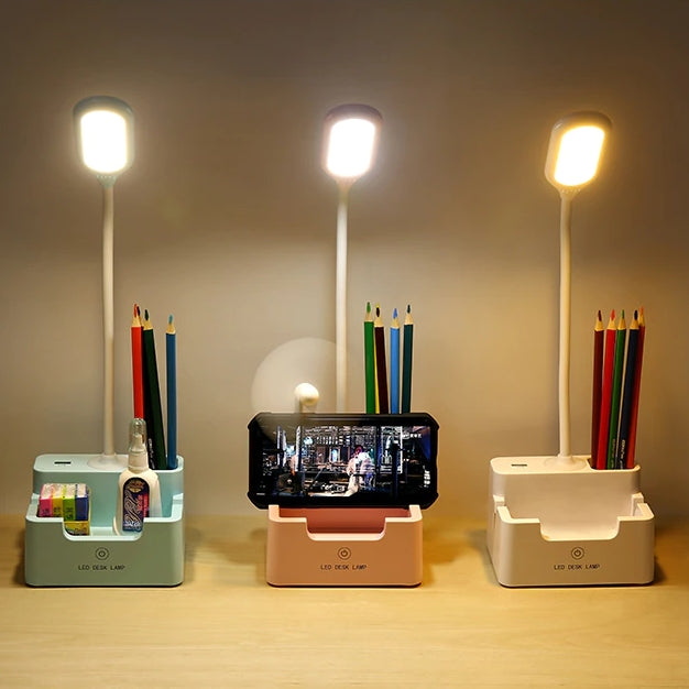 Skrivbordslampa med telefonhållare
