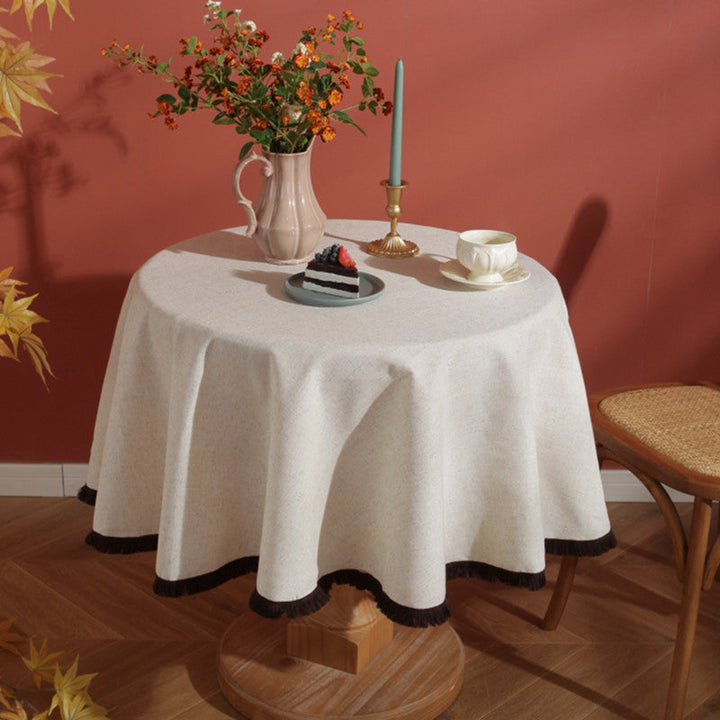 Minimalistisk Lin Fringed Duk i Naturlig Stil