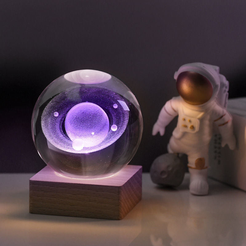 3D Galaxy Crystal Ball Nattlampa Dekorativ Lampa