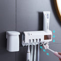 Smart UV-ljus sterilisator tandborsthållare, väggmonterad tandkräm dispenser