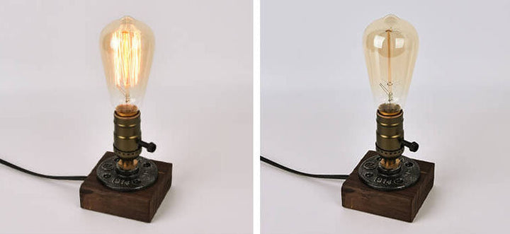 Vintage Industriell Järn Lampa 1-Ljus Bordslampa