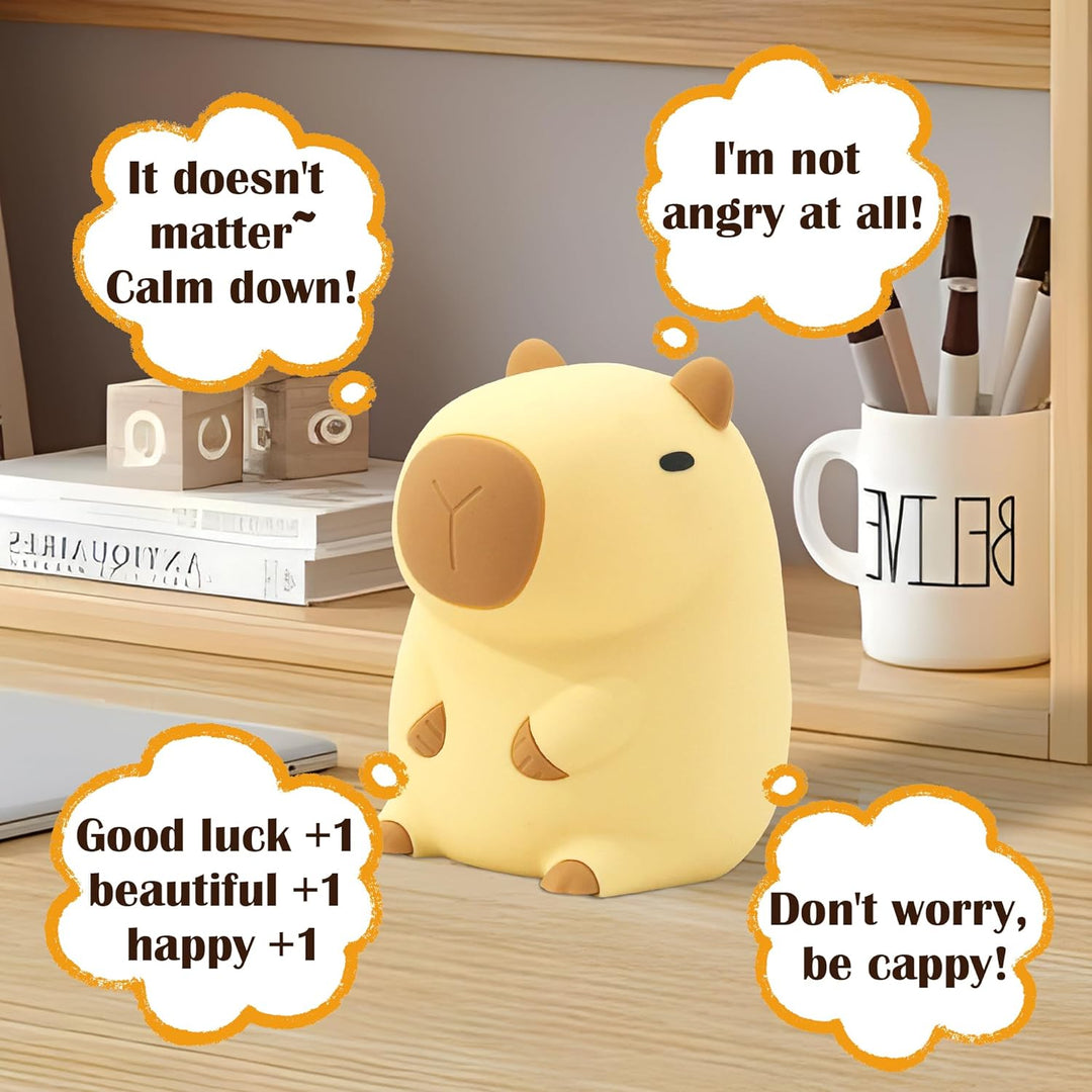 Söt CapySnuggle Nattlampa - Varmt Ljus i Capybara Design