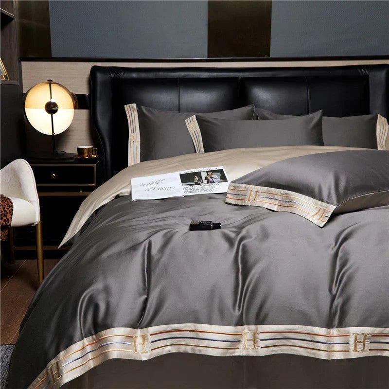 Lyxigt Satinbomull Duvet Täcke Set för Sovrum