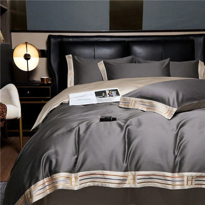 Lyxigt Satinbomull Duvet Täcke Set för Sovrum