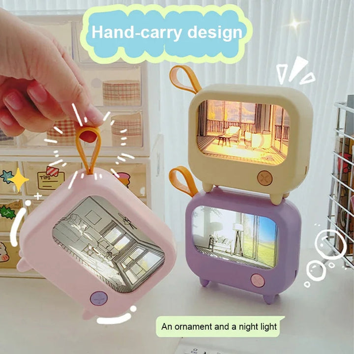 Mini TV-målning LED-nattlampa