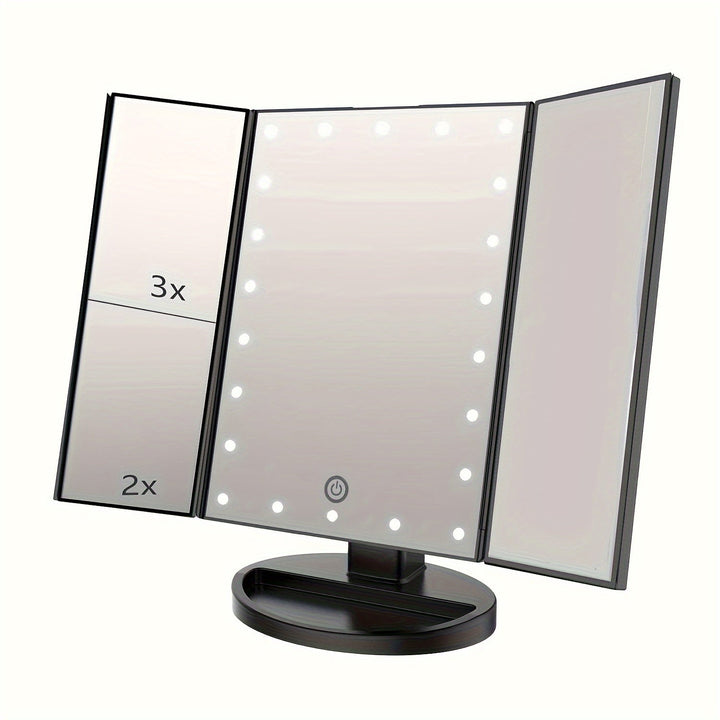 GlowMirror – Fällbar LED Makeup Spegel med 3x/2x Förstoring |
