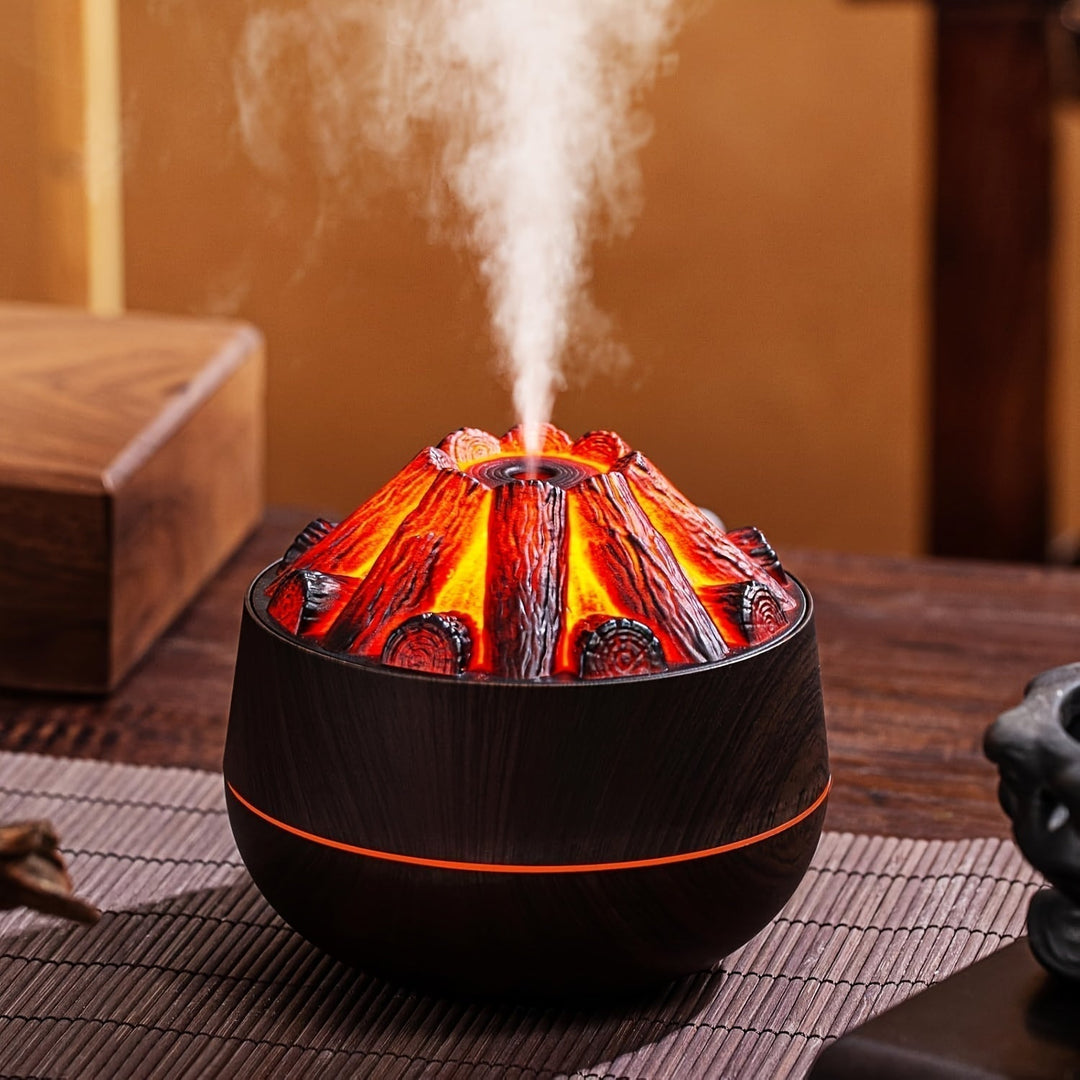 Elddiffusor - Mini simulerad kolbrasa luftfuktare med realistisk flammeffekt