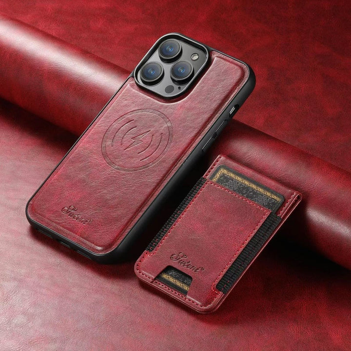 LuxCase Läderfodral med Kortfack och Ställ – Passar för iPhone |