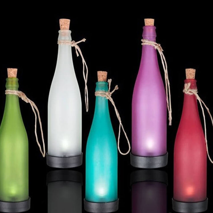 5-delars solcellsvinflaskljus utomhusdekoration plast LED hängande ljus