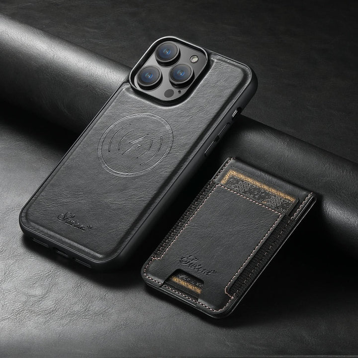 Stötsäker Läder Telefonfodral med Kortfack