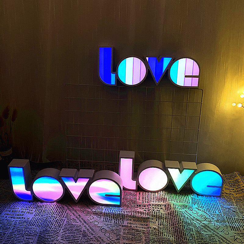 Modern Art Deco vattentät PS LOVE bokstäver LED bordslampa för sovrummet