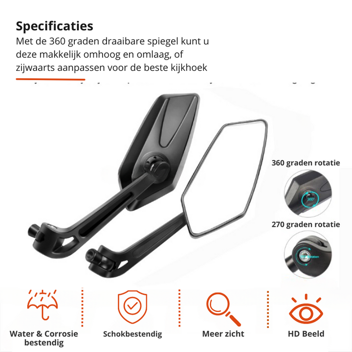 360° backspeglar för cykel med styrefäste |