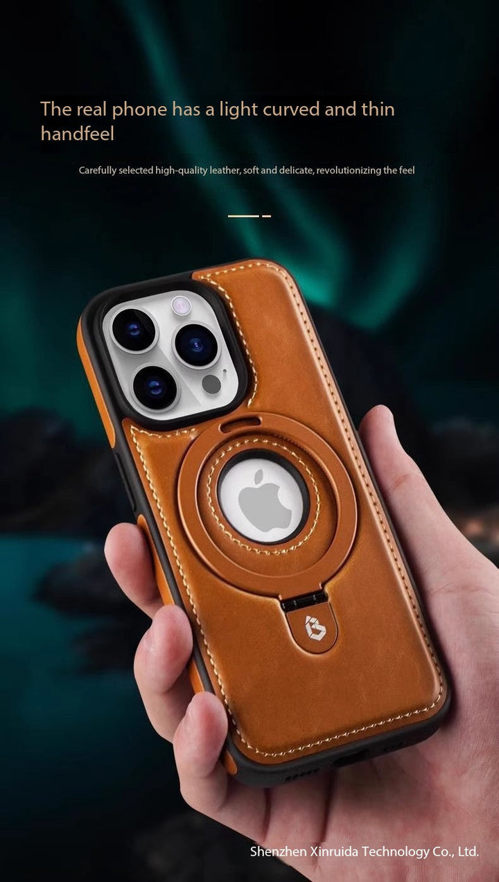 För 17ProMax Magnetisk Ställ Telefonfodral Högkvalitativt Affärsläderfodral